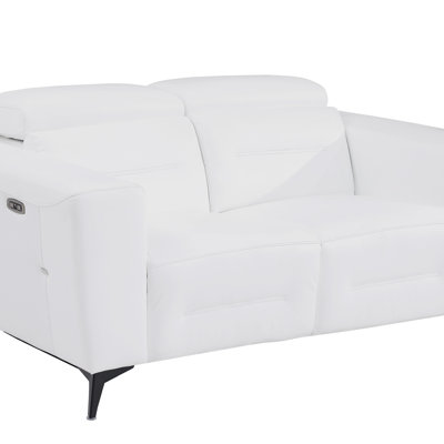 Global United Leather Loveseat With Power Recliner