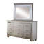 Ensemble de chambre avec très grand lit californien 4 pièces Kae, garniture à DEL et miroir, argent champagne-125117546
