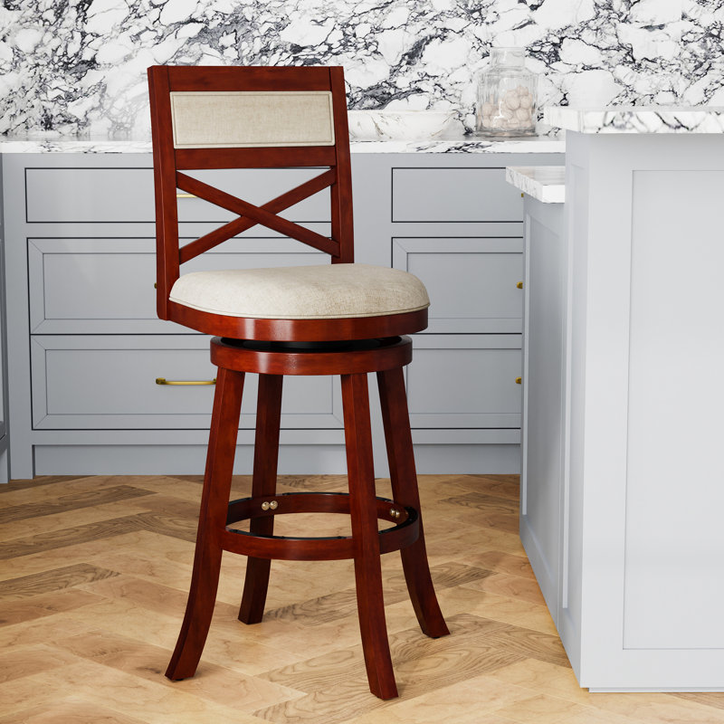 Tabouret de bar pivotant de 30 po en cerisier, tissu beige - Ajoutez une touche moderne et élégante à votre décor pour rehausser votre décor