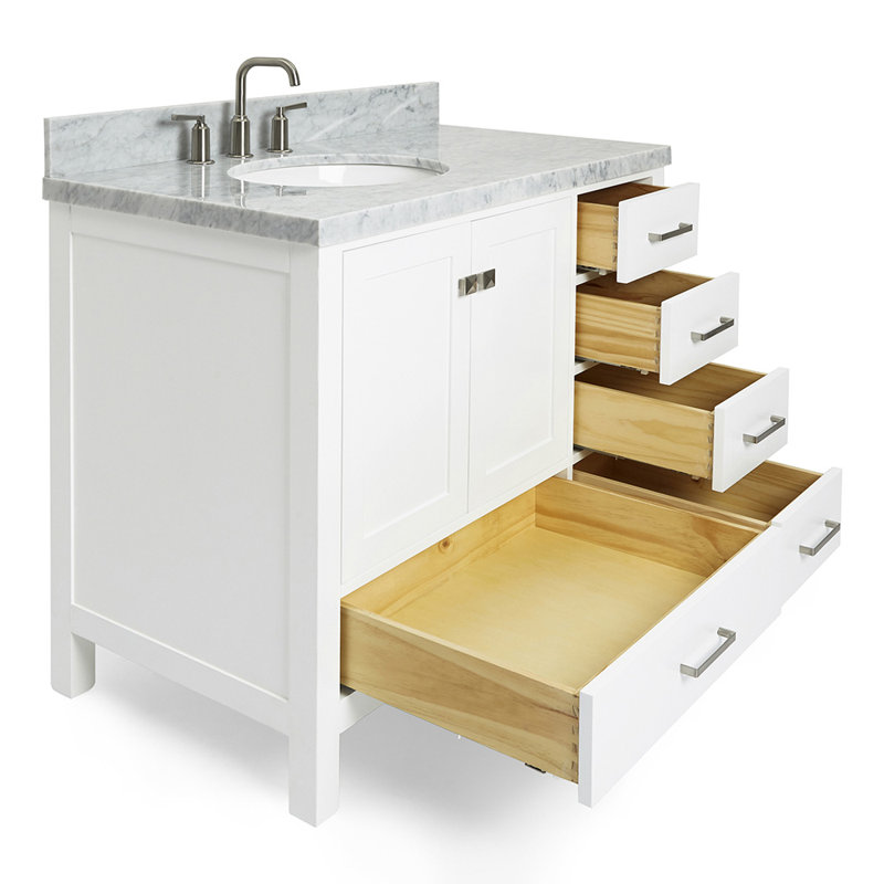 Ensemble de meuble-lavabo simple 43 po Cambridge, Left, Ovale, Blanc