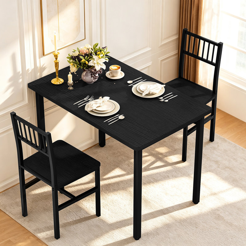 Ensemble de salle à manger 2 pièces pour salle à manger de style moderne 3 pièces Mareile, ensemble de salle à manger rectangulaire L 35,4 po x l 23,6 po avec 2 chaises à haut dossier