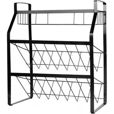 3-Tier Spice Rack, Metal Kitchen Counter Shelf Organizer, Black | Sturdy Steel Frame with Anti-Rust Coating and Non-Slip Pads