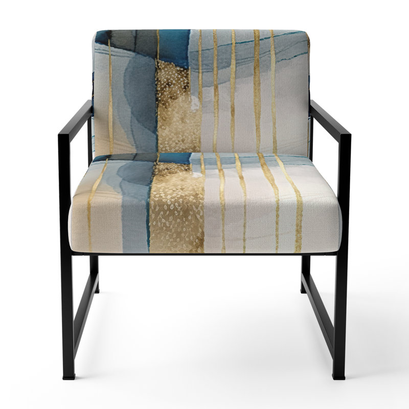 Chaise d'appoint abstraite rembourrée Abstract Transitional Modern Shapes V, Noir
