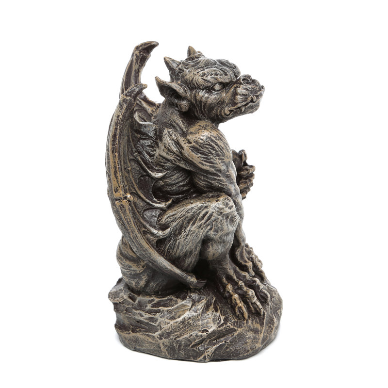 Silas Medium Gray Resin Gothic Gargoyle Sentry Statue