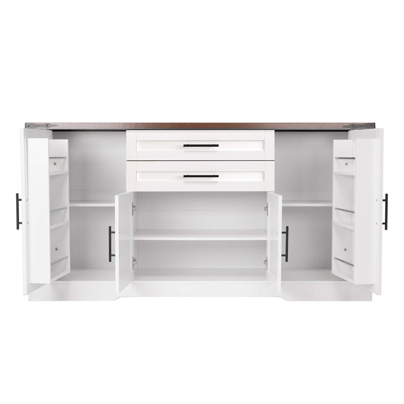 Armoire de rangement 63 pouces avec 2 tiroirs et tablettes réglables, idéale pour la cuisine et le salon