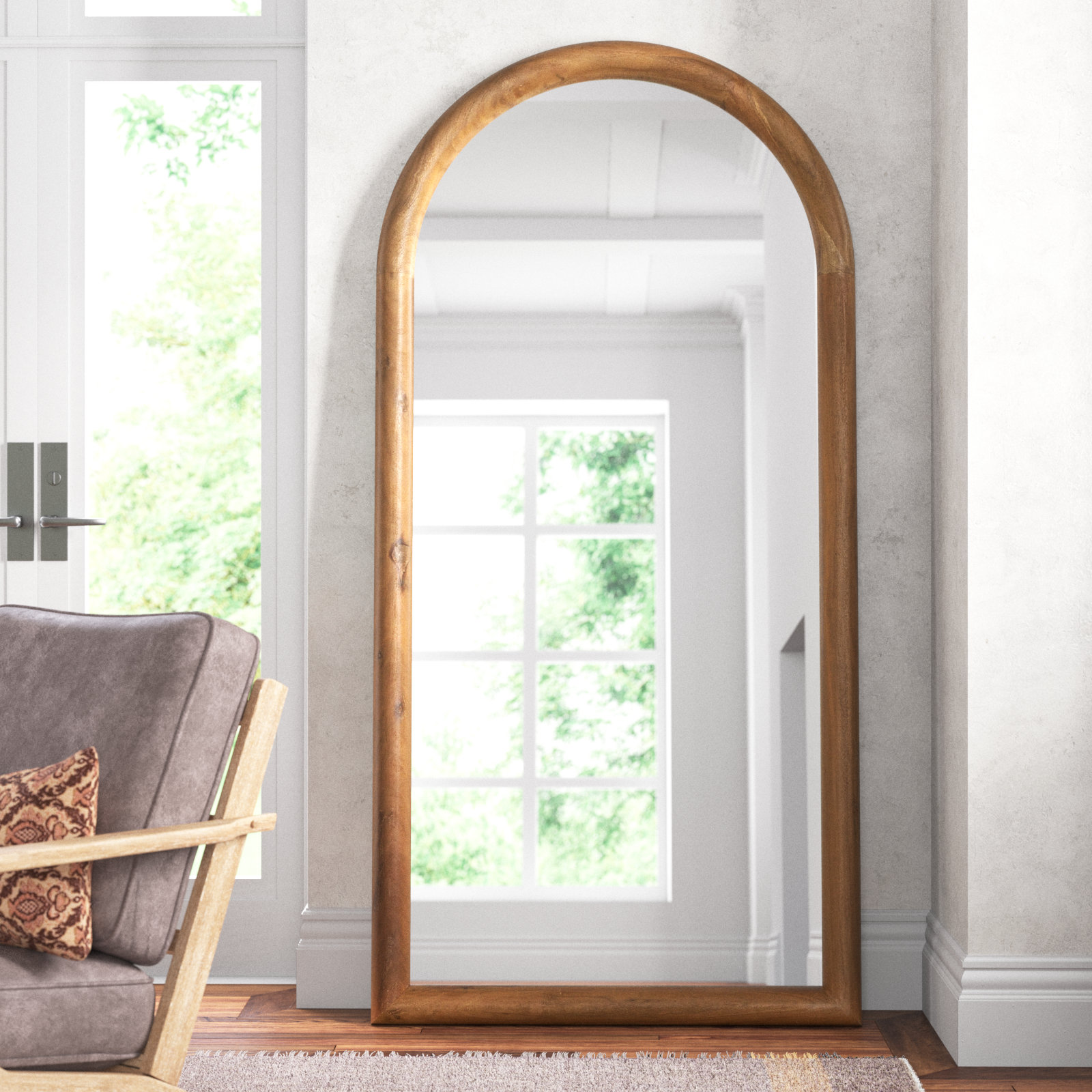 Aubria 38" Acacia Full-Length Mirror, Smoked Acacia