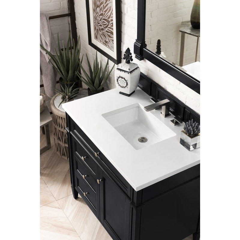 Brittany 36'' W Single Vanity, Black Onyx, White Zeus, 8" Widespread