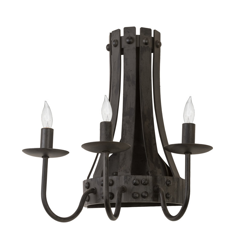 Rustic Lodge Steel Candle Wall Light
