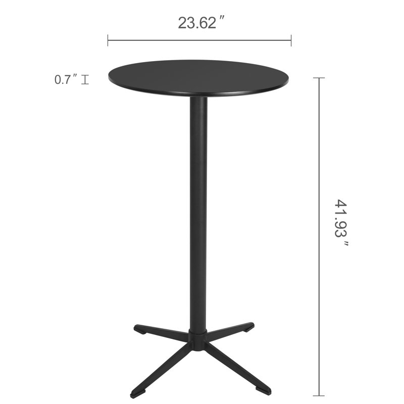 Round with Iron Base Dining Table, Black