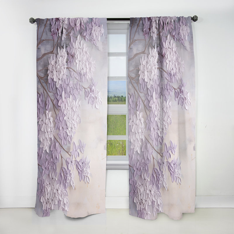 Blooming Lilac Melody I - Rideau traditionnel - Velours obscurcissant - 1 panneau, L 52 po x L 95 po
