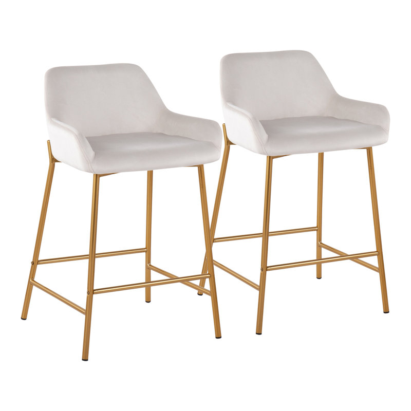 Tabouret 30 ", Tabouret de comptoir (siège d'une hauteur de 24,5, Doré, Velours gris