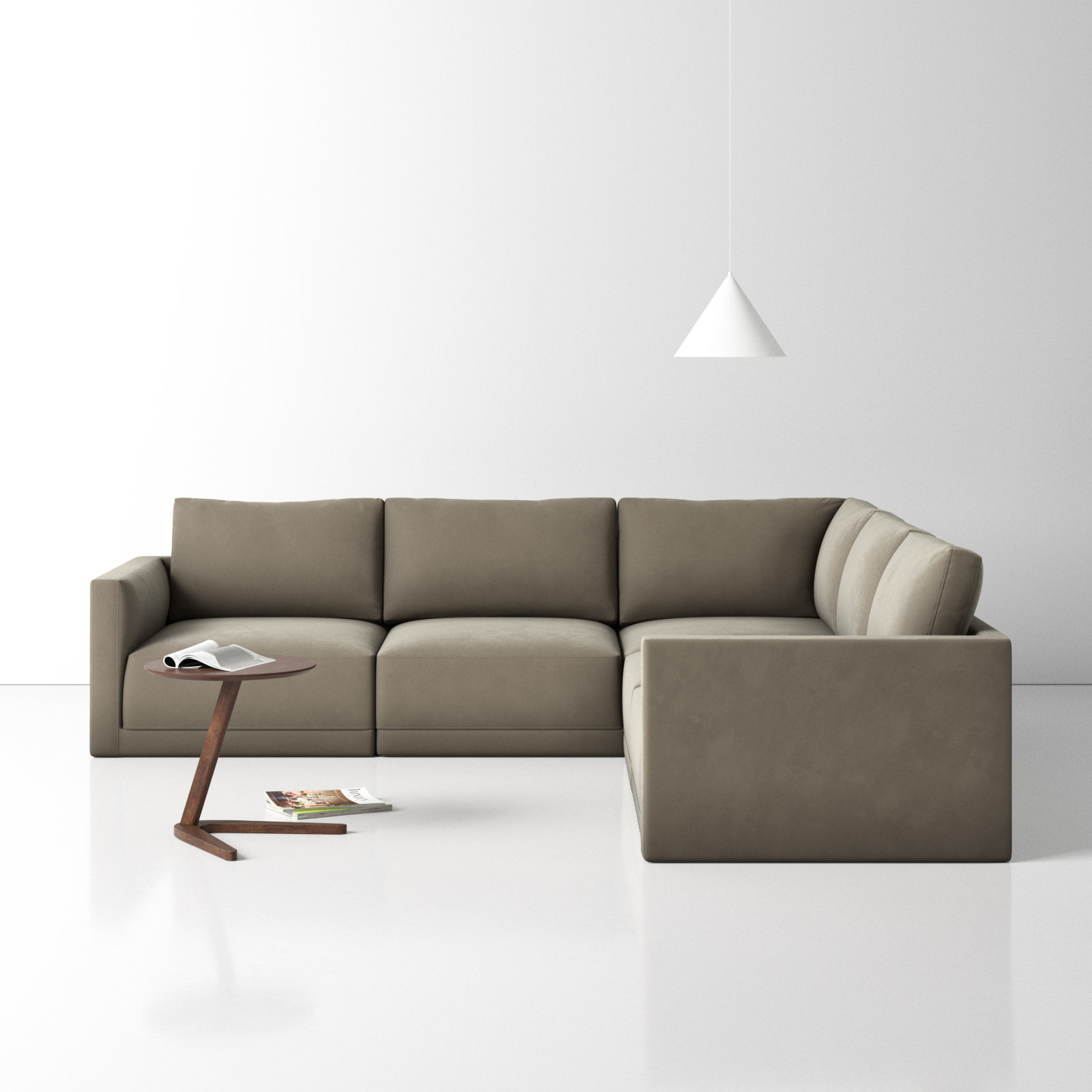 Deirdre 5 - Piece Modular Velvet Reversible Sectional, Taupe