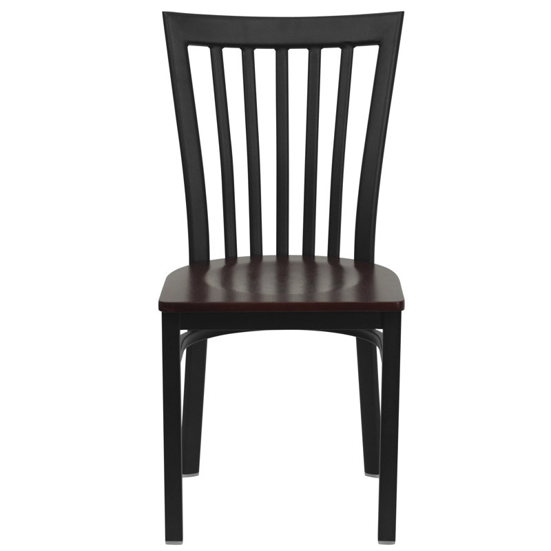Oliverson School House Back Metal Restaurant Chair, Mahogany Wood