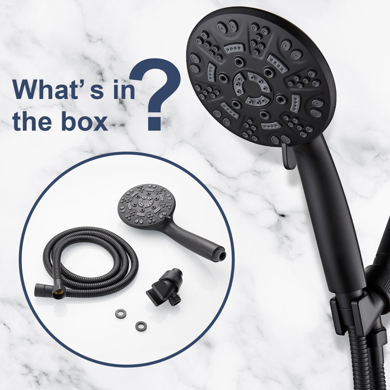 MultiFunctional 8-Spray Shower Head with Hose, Matte Black