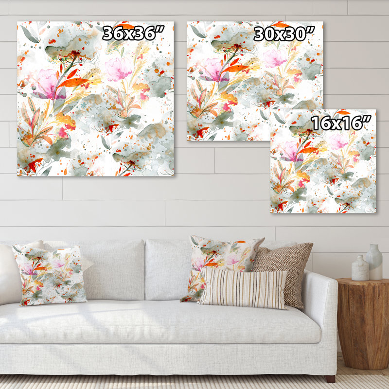 Herbe et plumes en couleurs d'automne I - Peinture sur toile, Toile tendue, H 16 po x l 16 po