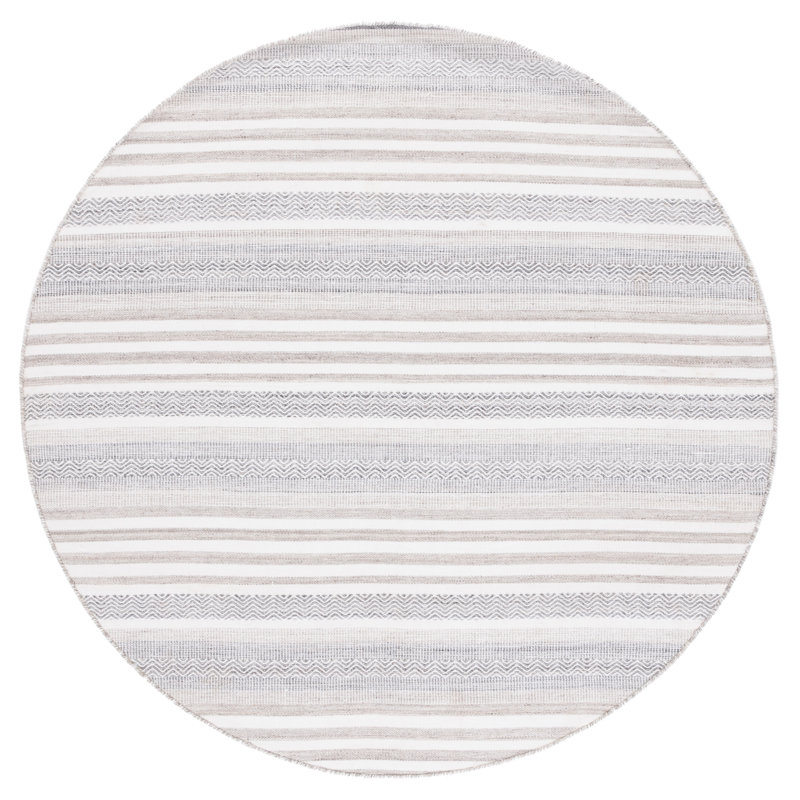 Kilim Hand Woven Performance Chevron Rug, Round 6'