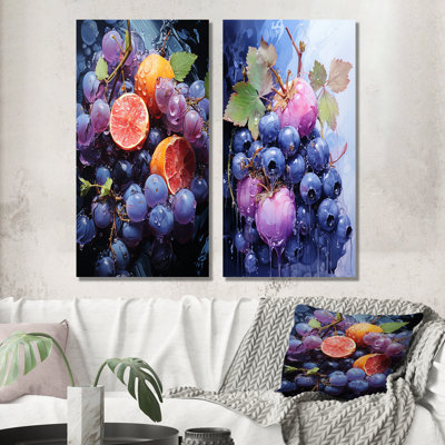 Ballet «Blueberry Fruit Serenade I», ensemble d'art mural sur toile 2 fruits