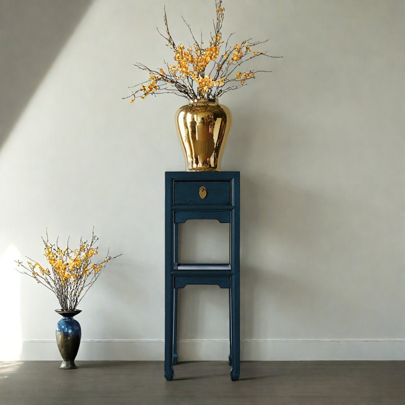 Rangement à double tiroirs en bois massif, Bleu