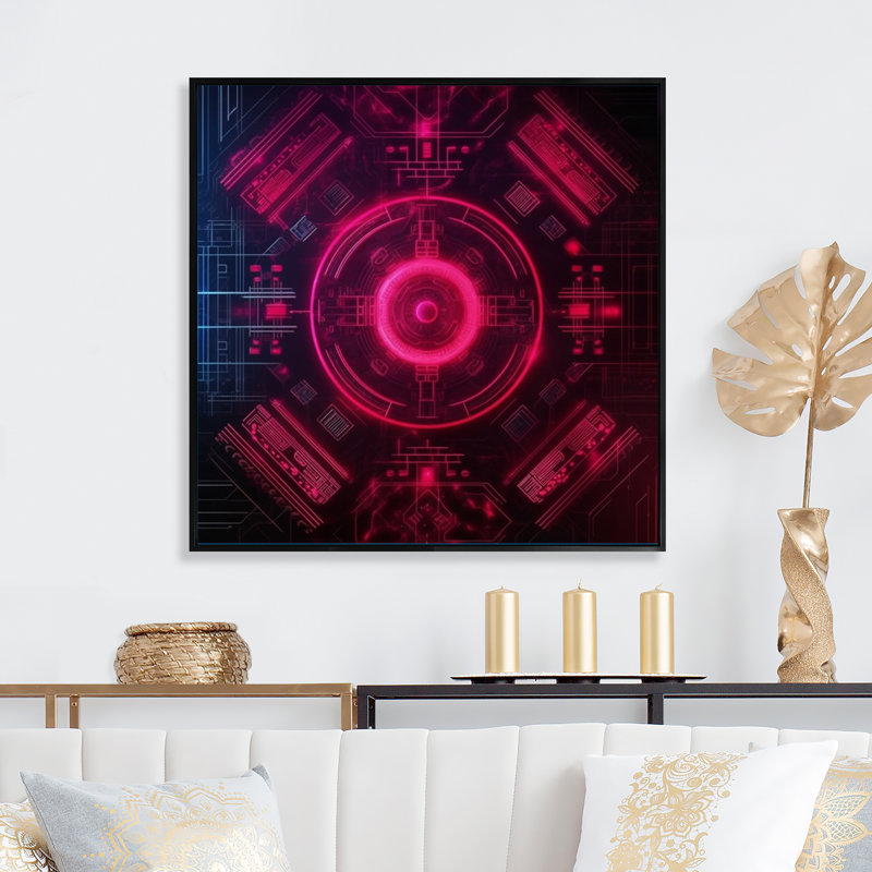 " Third Eye Chakra Mystical Circle ", 30" H x 30" W x 1" D, Black Floater Framed