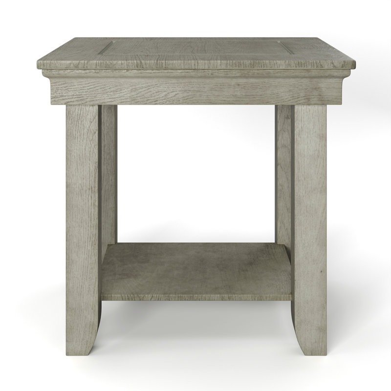 Solid Wood Top End Table, Gray, Gray