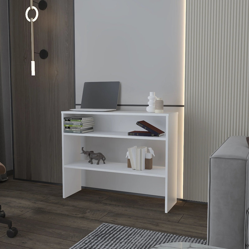 White Console Table with Open Storage, White