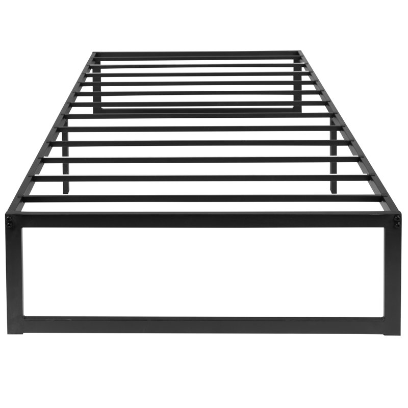 Morgan 14" Metal Platform Bed Frame with Steel Slat Supports and Quick Lock Functionality, Twin