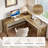L-Shaped Computer Desk, Rustic Executive Office Table Workstation