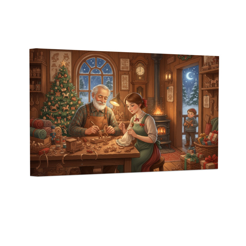Scène d'artisanat de Noël, H 16 po x l 24 po