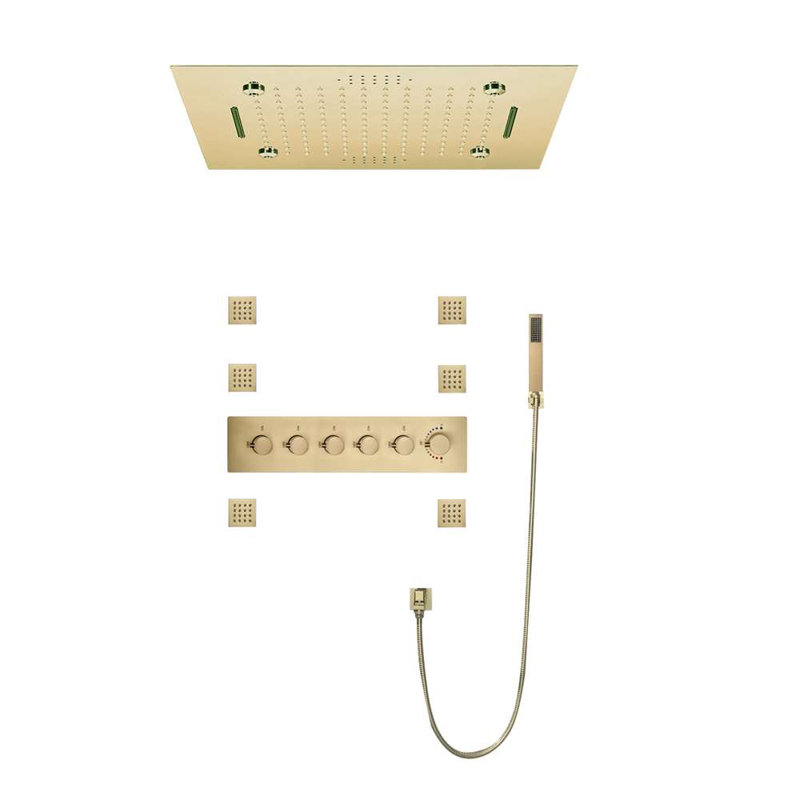 Robinet de douche thermostatique encastré à DEL avec valve brute