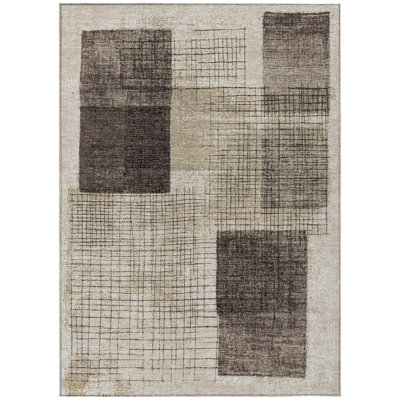 Machine Washable Indoor/Outdoor Xhevrie Brown Rug