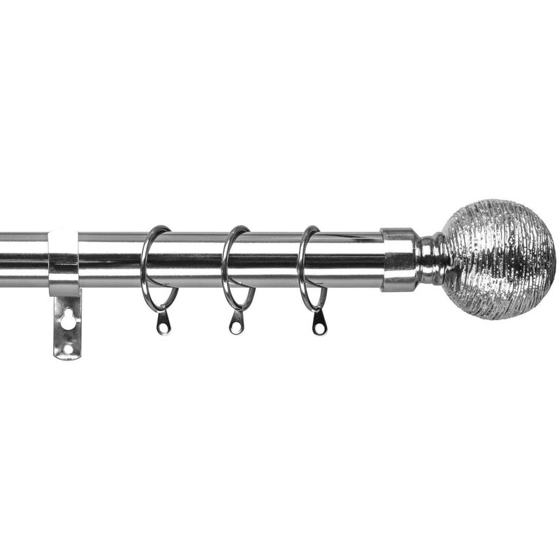 Emilia Adjustable 2.8cm Single Curtain Pole, 6cm H x 120cm W x 6cm D
