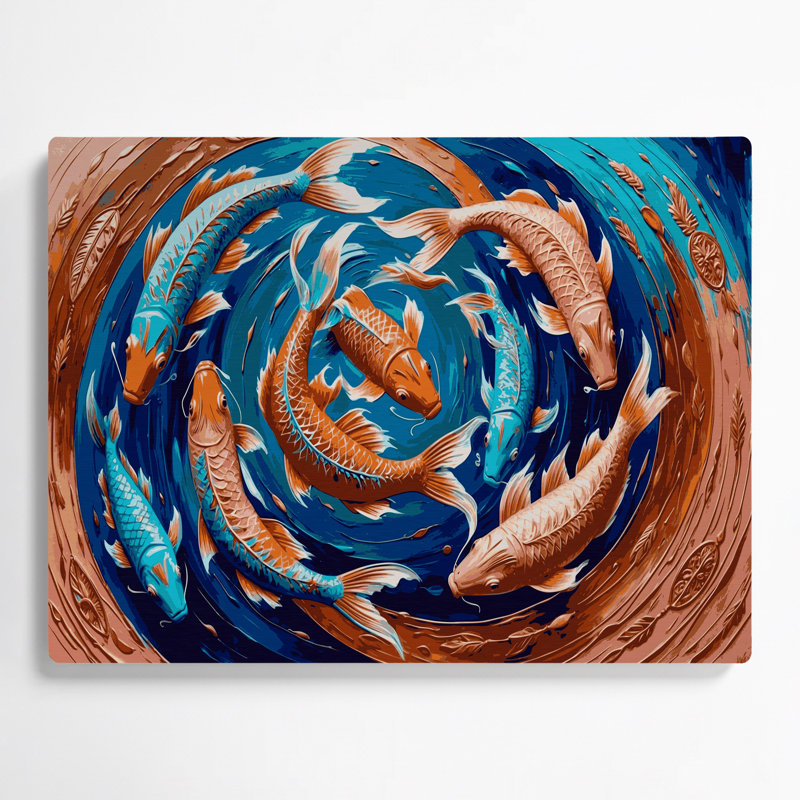 «Southwestern Animals Fish» 28, art mural en métal bleu