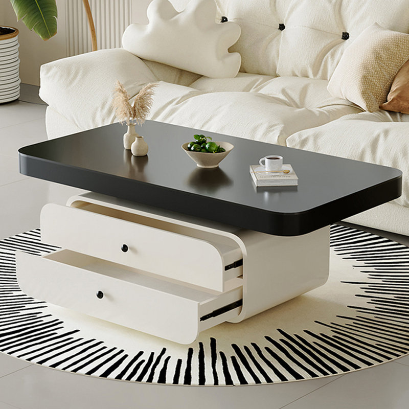 Table basse Luxury Rockboard, Plateau noir / base blanche, H 16,5 po x L 43,3 po x l 23,6 po