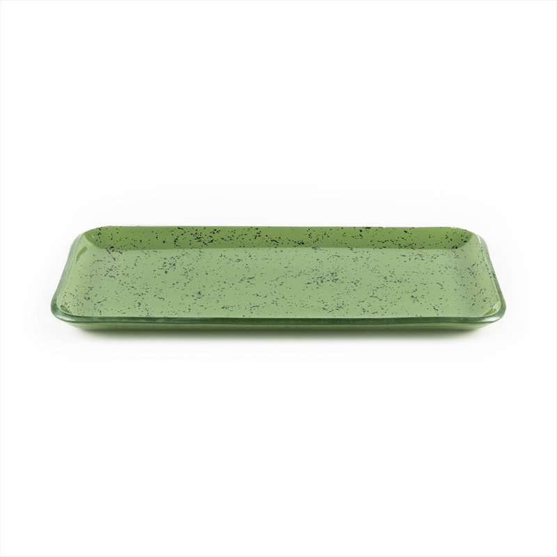 Service de table en verre 12,25 po x 6 po x H: 1 po, Vert