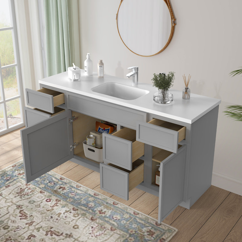Base de meuble-lavabo simple 66 po seulement, Gris