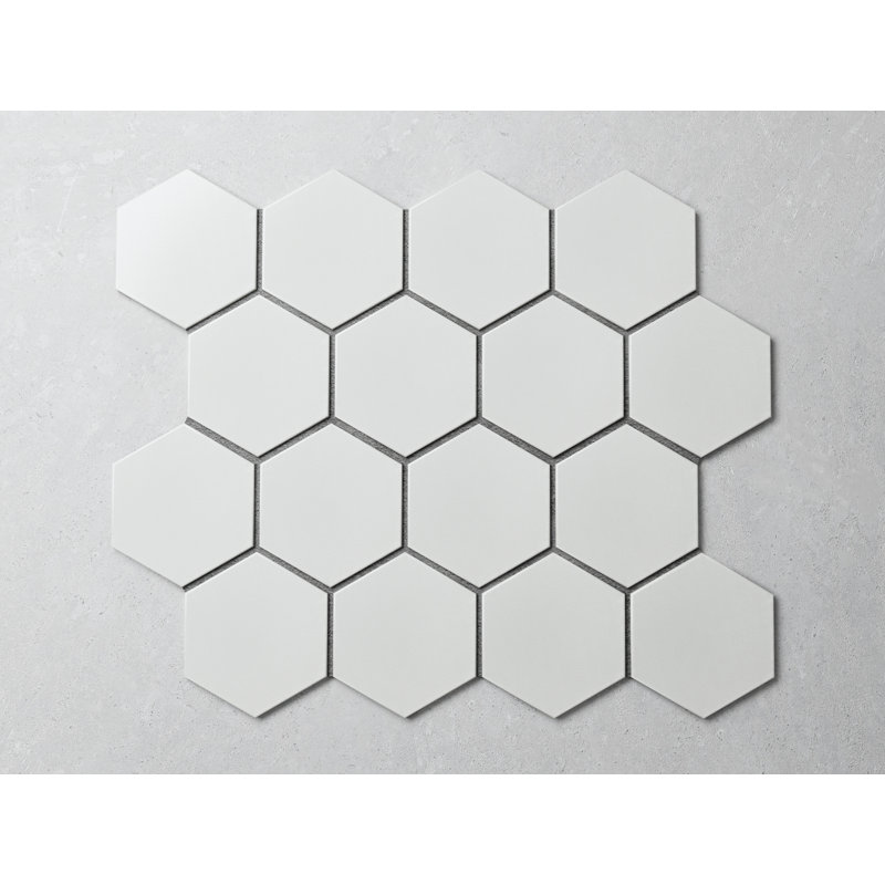 White Matte 2"x2" Hexagon mosaic - 11x13 Porcelain tile for Kitchen Backsplash & Bathroom (set of 20), White