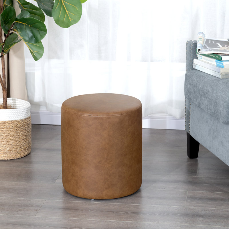 Tabouret de repose-pieds rembourré en similicuir de 15 po pour le salon, Brown