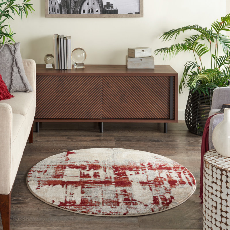 Heeter Abstract Indoor Rug, Round 3'10"