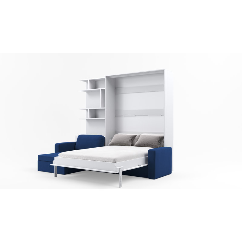 Neidelin Upholstered Bed, White/Navy