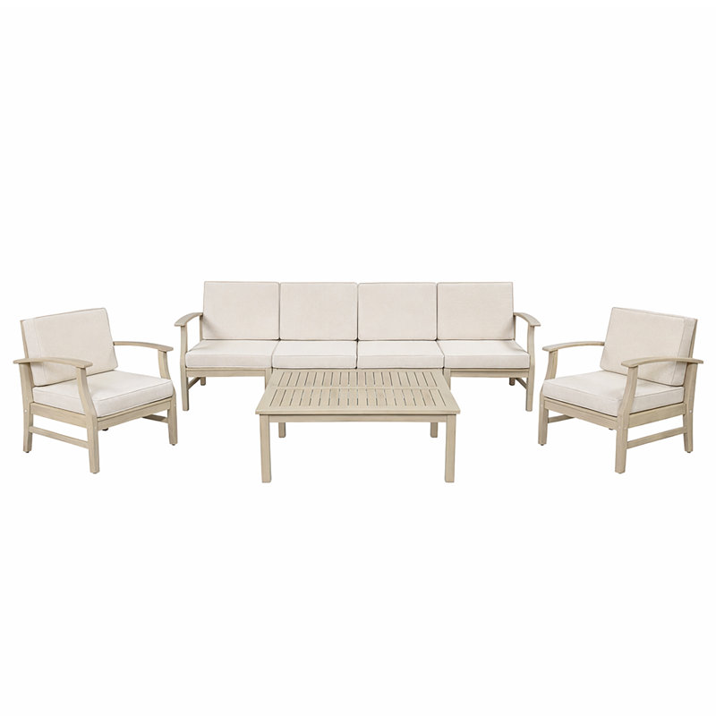 Ensemble de conversation modulaire avec coussins 7 pièces Hulda, Sable