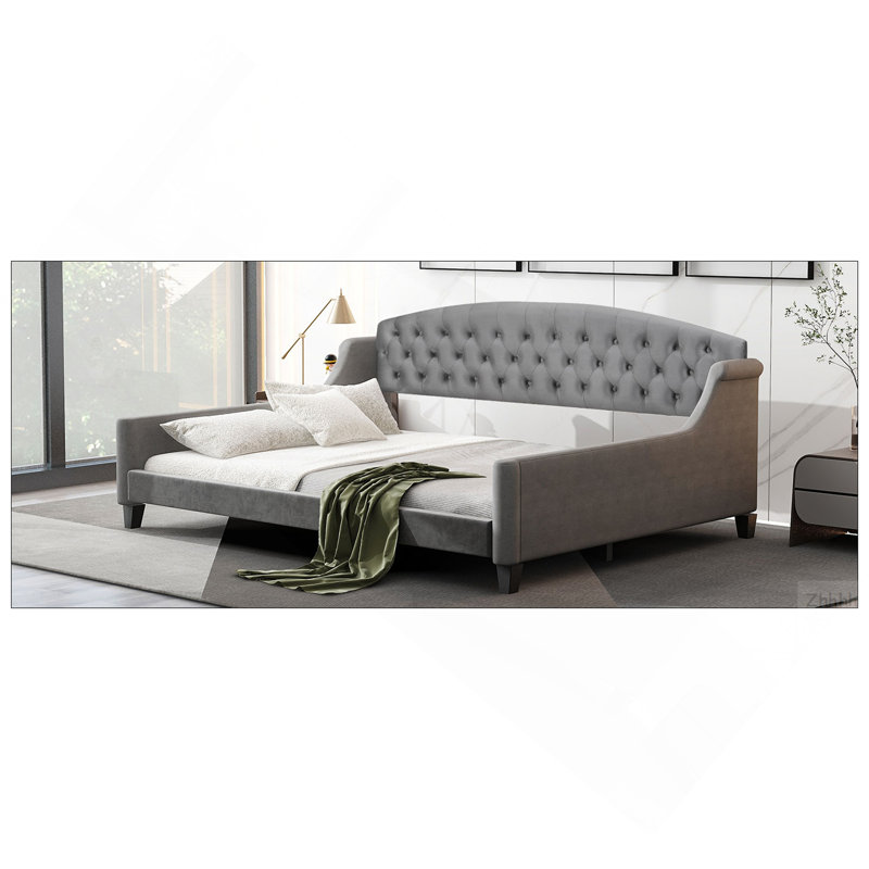 Modern Luxury Tufted Button Daybed, Full, Gray