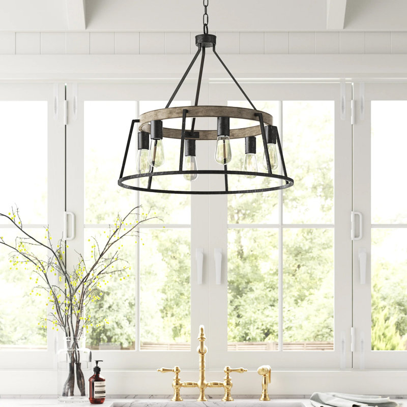 Esmeralda 6 - Light Dimmable Wagon Wheel Chandelier