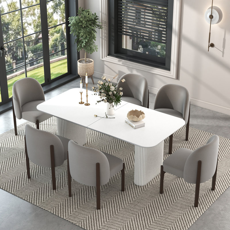 Ensemble de table à manger moderne avec chaises rembourrées 4/6, ensemble de cuisine de ferme pour petits espaces, dinging, cuisine