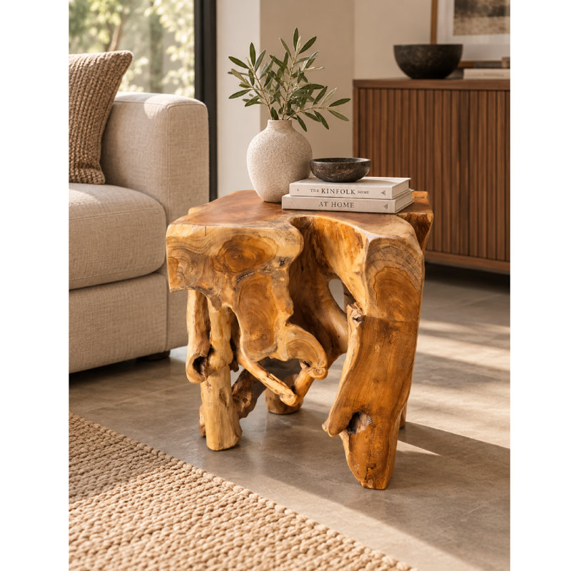 Table d'appoint/tabouret d'appoint unique en racine de teck massif (style organique moderne)