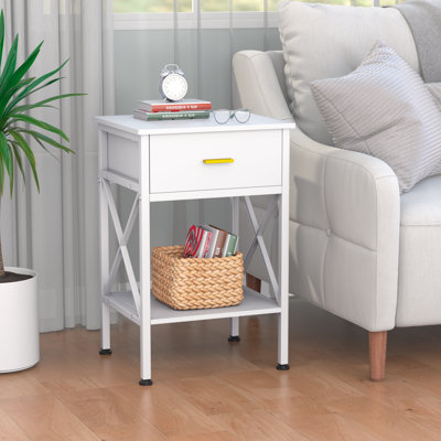 Nightstand with Drawer and Shelf for Bedroom, Living Room, Dorm