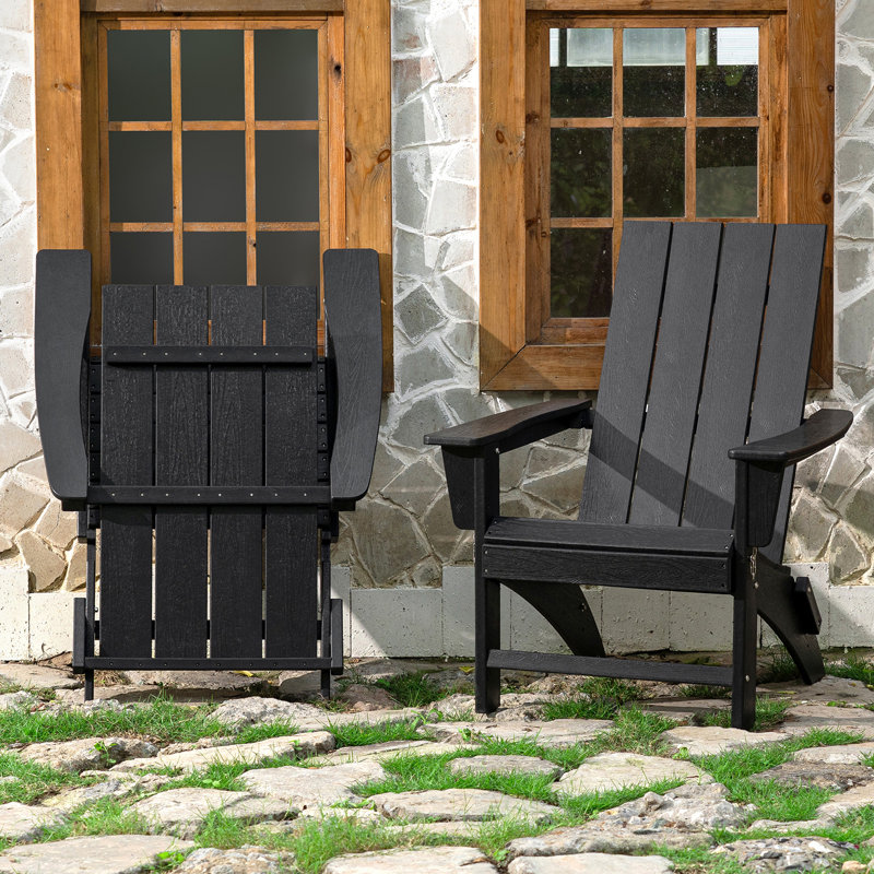 Chaise Adirondack pliante en PEHD Buvana, Noir