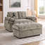 56" Corduroy Upholstered Reclining Loveseat With Adjustable Backrest, USB Port, Phone Holder & Storage Ottoman-131284229