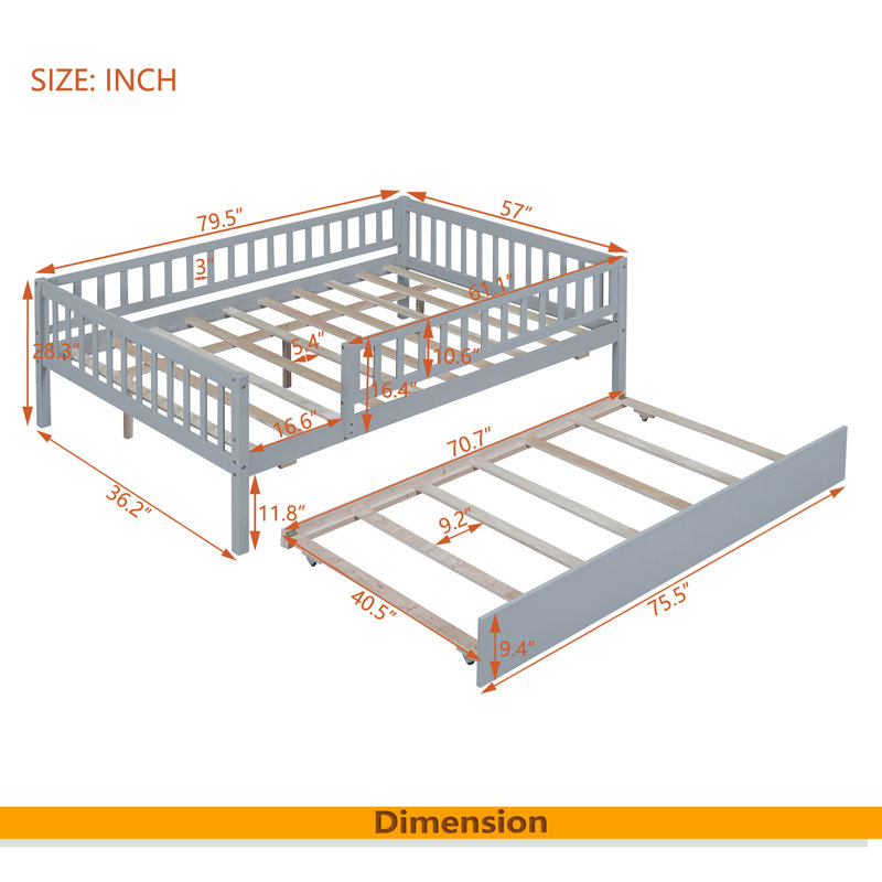 Wood Daybed, Gray