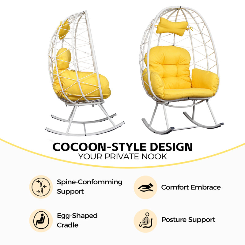 Fauteuils berçants et coulissants de patio pliables, chaise Cocoon en métal pour la maison Pe Rattan