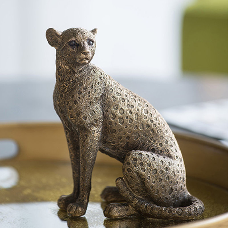Statue de panthère en cuivre, décor animal